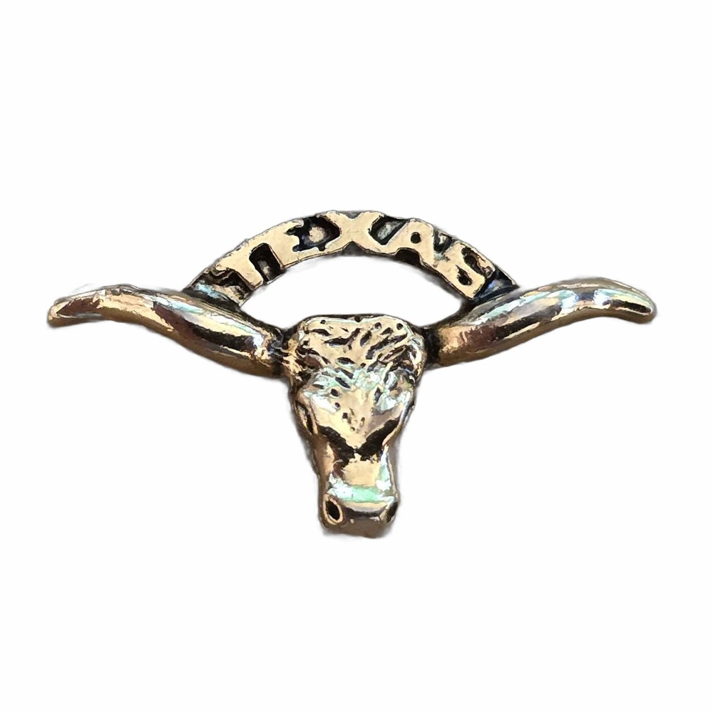 Texas Longhorn Cattle Head Metal Souvenir Lapel Vest Hat Pin J35